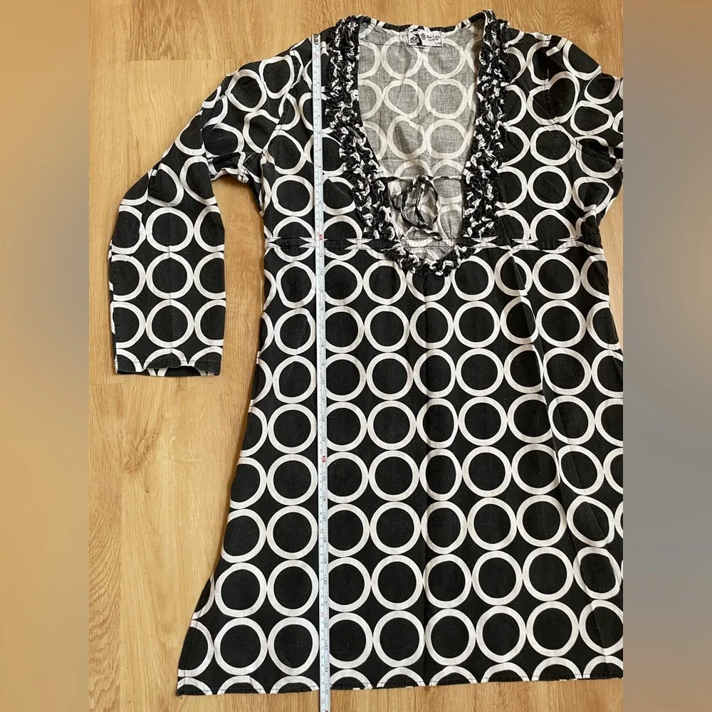 Mud pie Tunic Dress Bag Lady large black white preppy ruffle Mudpie